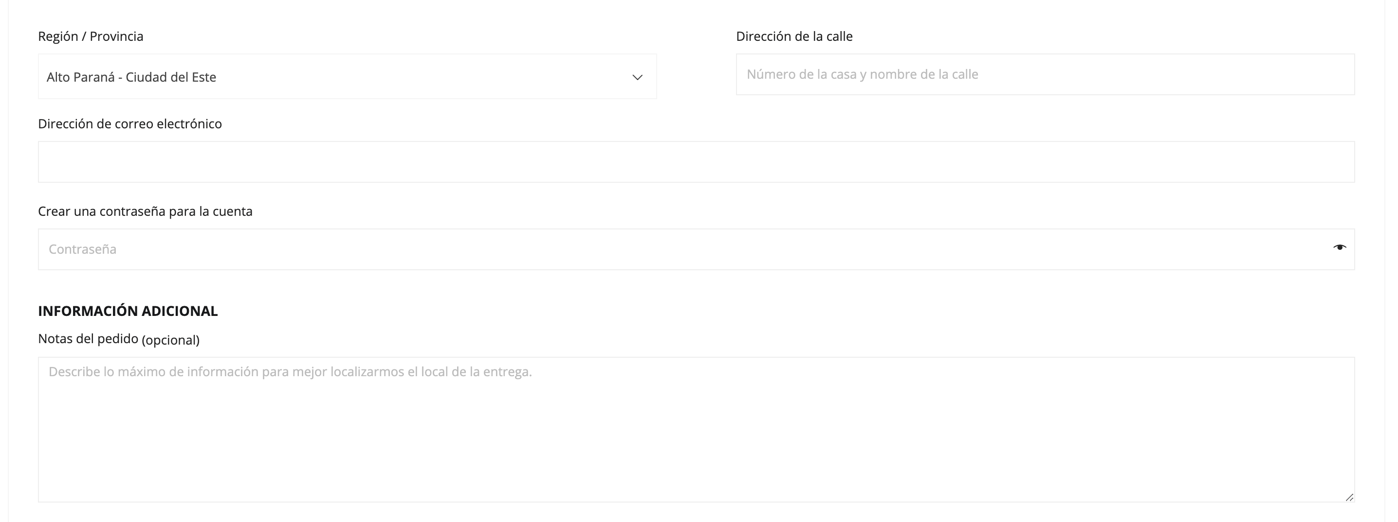 Datos del checkout de Abba